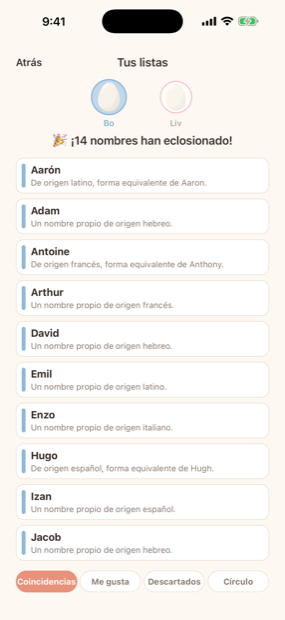 Cada me gusta, descarte y quizá